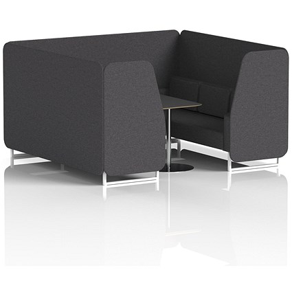 Brixworth 6 Seater Booth with Table, White Legs, Black/Silver Table, X2 Fabric, Arithmetic Panels And Sofa