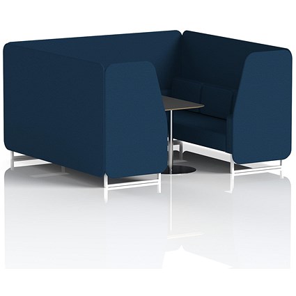 Brixworth 6 Seater Booth with Table, White Legs, Black/Silver Table, X2 Fabric, Calculus Panels And Sofa
