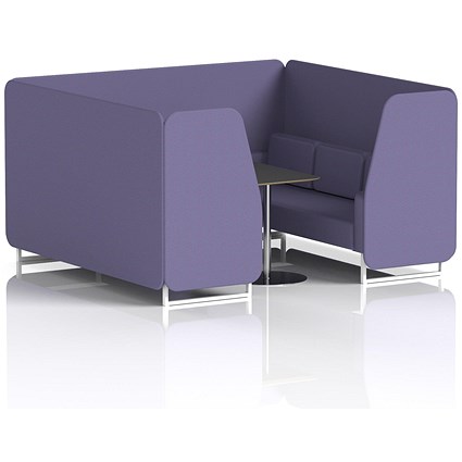 Brixworth 6 Seater Booth with Table, White Legs, Black/Silver Table, Synergy Fabric, Order Panels And Sofa