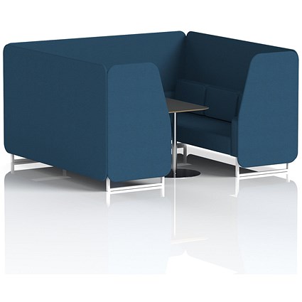 Brixworth 6 Seater Booth with Table, White Legs, Black/Silver Table, Sumi Fabric, Uto Panels And Sofa