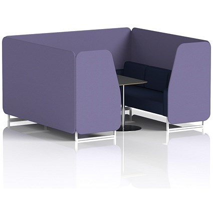 Brixworth 6 Seater Booth with Table, White Legs, Black/Silver Table, Synergy Fabric, Order Panels And Alike Sofa