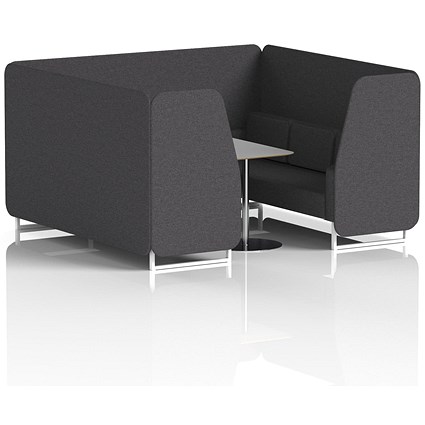 Brixworth 6 Seater Booth with Table, White Legs, Grey/Silver Table, X2 Fabric, Arithmetic Panels And Sofa