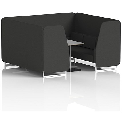 Brixworth 6 Seater Booth with Table, White Legs, Grey/Silver Table, Synergy Fabric, Mix Panels And Sofa