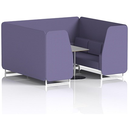 Brixworth 6 Seater Booth with Table, White Legs, Grey/Silver Table, Synergy Fabric, Order Panels And Sofa