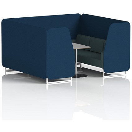 Brixworth 6 Seater Booth with Table, White Legs, Grey/Silver Table, X2 Fabric, Calculus Panels And Polygon Sofa