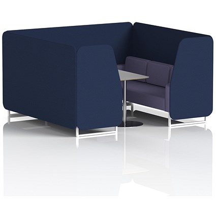 Brixworth 6 Seater Booth with Table, White Legs, Grey/Silver Table, Synergy Fabric, Alike Panels And Order Sofa