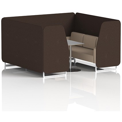 Brixworth 6 Seater Booth with Table, White Legs, Grey/Silver Table, Synergy Fabric, Wed Panels And Affix Sofa