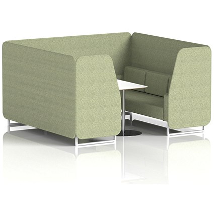 Brixworth 6 Seater Booth with Table, White Legs, White/Silver Table, Rivet Fabric, Burnish Panels And Sofa