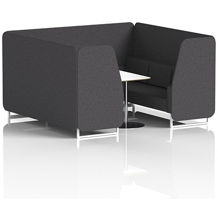 Brixworth 6 Seater Booth with Table, White Legs, White/Silver Table, X2 Fabric, Arithmetic Panels And Sofa