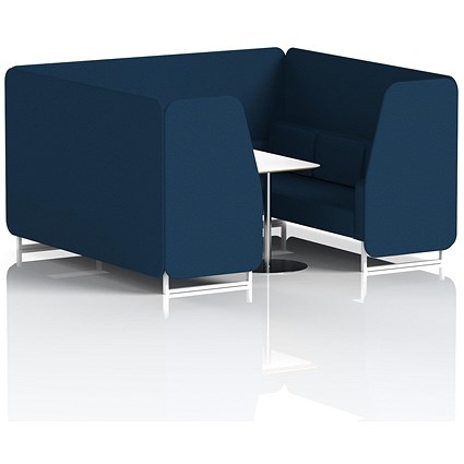 Brixworth 6 Seater Booth with Table, White Legs, White/Silver Table, X2 Fabric, Calculus Panels And Sofa