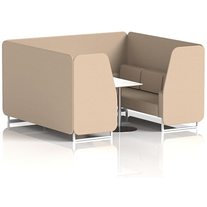 Brixworth 6 Seater Booth with Table, White Legs, White/Silver Table, Synergy Fabric, Affix Panels And Sofa