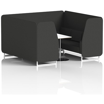 Brixworth 6 Seater Booth with Table, White Legs, White/Silver Table, Synergy Fabric, Mix Panels And Sofa