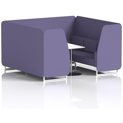 Brixworth 6 Seater Booth with Table, White Legs, White/Silver Table, Synergy Fabric, Order Panels And Sofa