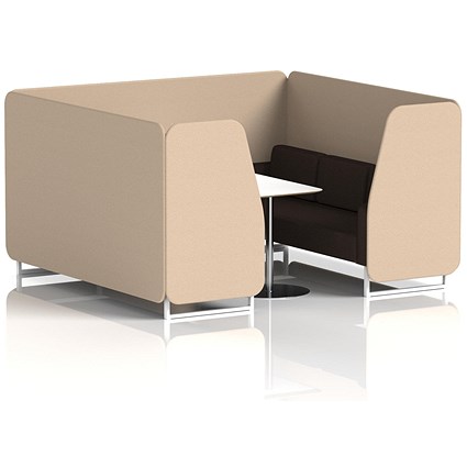 Brixworth 6 Seater Booth with Table, White Legs, White/Silver Table, Synergy Fabric, Affix Panels And Wed Sofa