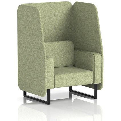 Brixworth 1 Seater Open Booth, Black Legs, Rivet Fabric, Burnish Panels And Sofa