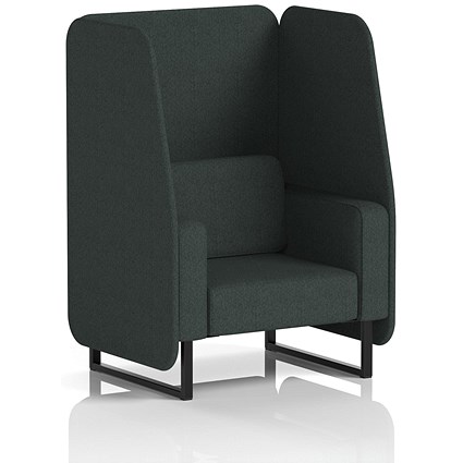 Brixworth 1 Seater Open Booth, Black Legs, Rivet Fabric, Charcoal Panels And Sofa
