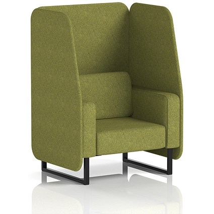 Brixworth 1 Seater Open Booth, Black Legs, Rivet Fabric, Olive Panels And Sofa