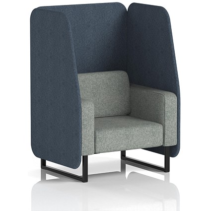Brixworth 1 Seater Open Booth, Black Legs, Rivet Fabric, Crucible Panels And Prime Sofa
