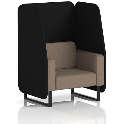 Brixworth 1 Seater Open Booth, Black Legs, X2 Fabric, Diameter Panels And Theory Sofa