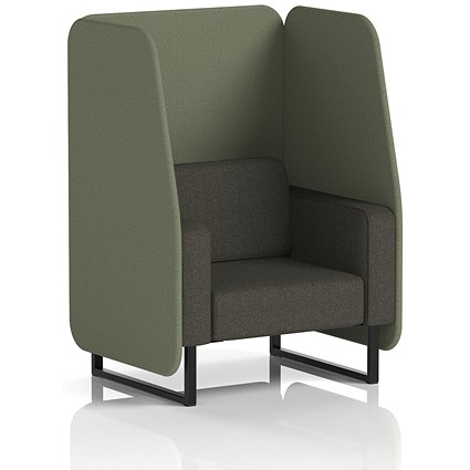 Brixworth 1 Seater Open Booth, Black Legs, Main Line Flax Fabric, Monument Panels And Temple Sofa
