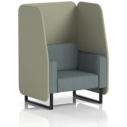 Brixworth 1 Seater Open Booth, Black Legs, Main Line Flax Fabric, Newbury Panels And Westminster Sofa