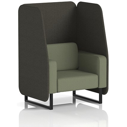 Brixworth 1 Seater Open Booth, Black Legs, Main Line Flax Fabric, Temple Panels And Monument Sofa