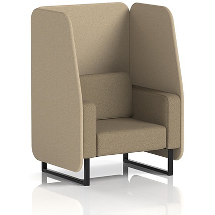 Brixworth 1 Seater Open Booth, Black Legs, Main Line Flax Fabric, Upminster Panels And Bank Sofa