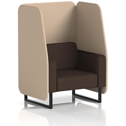 Brixworth 1 Seater Open Booth, Black Legs, Synergy Fabric, Affix Panels And Wed Sofa
