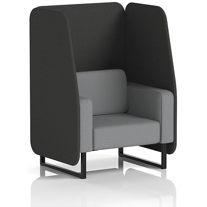 Brixworth 1 Seater Open Booth, Black Legs, Synergy Fabric, Mix Panels And Partner Sofa
