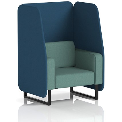 Brixworth 1 Seater Open Booth, Black Legs, Sumi Fabric, Uto Panels And Handa Sofa