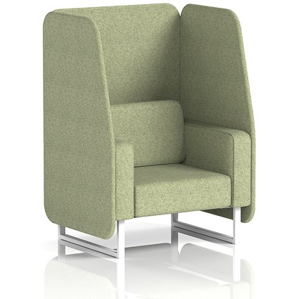 Brixworth 1 Seater Open Booth, White Legs, Rivet Fabric, Burnish Panels And Sofa