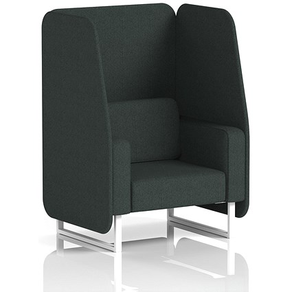 Brixworth 1 Seater Open Booth, White Legs, Rivet Fabric, Charcoal Panels And Sofa