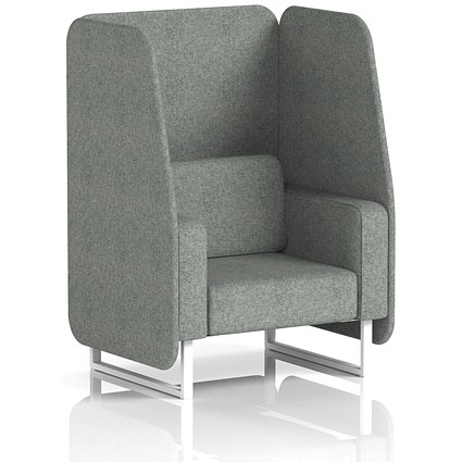 Brixworth 1 Seater Open Booth, White Legs, Rivet Fabric, Prime Panels And Sofa