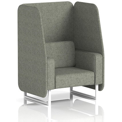 Brixworth 1 Seater Open Booth, White Legs, Rivet Fabric, Vitreous Panels And Sofa