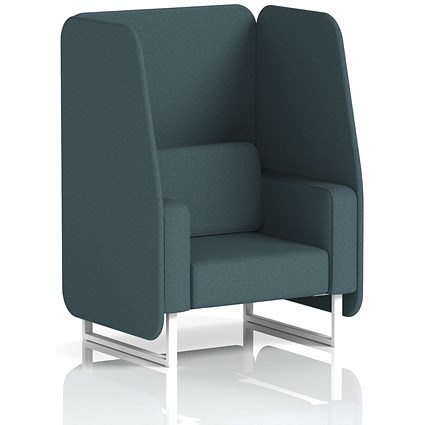 Brixworth 1 Seater Open Booth, White Legs, X2 Fabric, Polygon Panels And Sofa