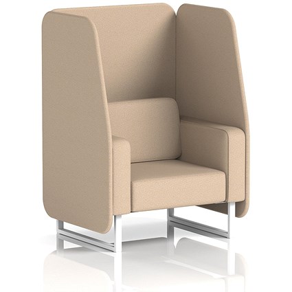 Brixworth 1 Seater Open Booth, White Legs, Synergy Fabric, Affix Panels And Sofa