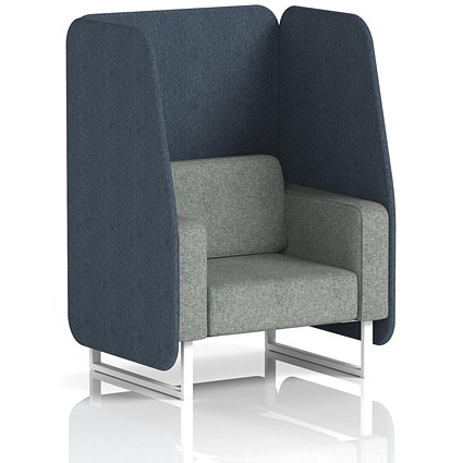 Brixworth 1 Seater Open Booth, White Legs, Rivet Fabric, Crucible Panels And Prime Sofa