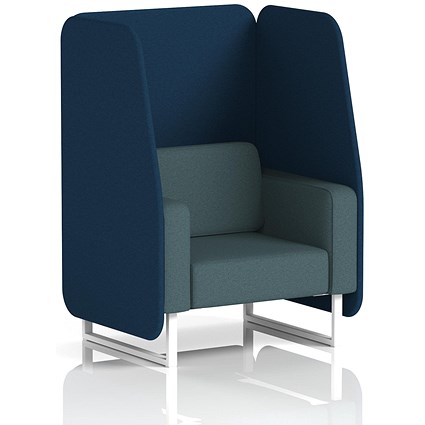 Brixworth 1 Seater Open Booth, White Legs, X2 Fabric, Calculus Panels And Polygon Sofa