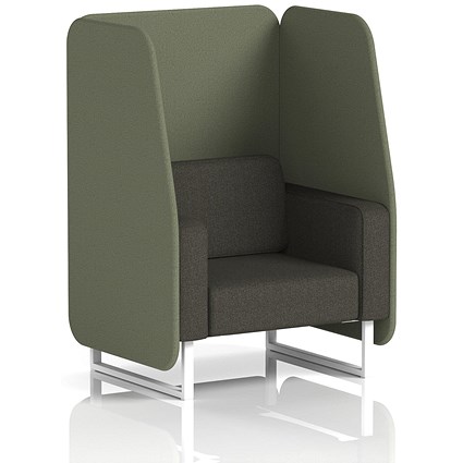 Brixworth 1 Seater Open Booth, White Legs, Main Line Flax Fabric, Monument Panels And Temple Sofa