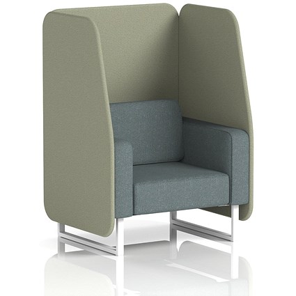Brixworth 1 Seater Open Booth, White Legs, Main Line Flax Fabric, Newbury Panels And Westminster Sofa