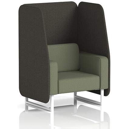 Brixworth 1 Seater Open Booth, White Legs, Main Line Flax Fabric, Temple Panels And Monument Sofa