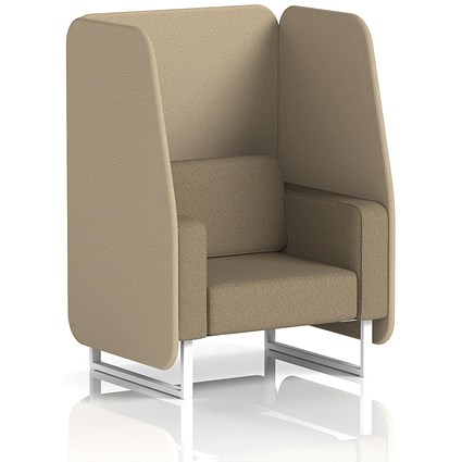 Brixworth 1 Seater Open Booth, White Legs, Main Line Flax Fabric, Upminster Panels And Bank Sofa