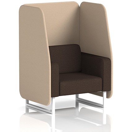 Brixworth 1 Seater Open Booth, White Legs, Synergy Fabric, Affix Panels And Wed Sofa