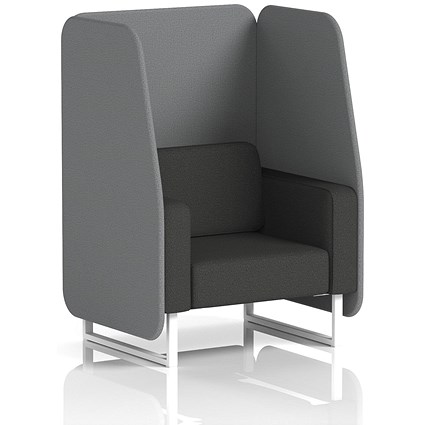 Brixworth 1 Seater Open Booth, White Legs, Synergy Fabric, Partner Panels And Mix Sofa