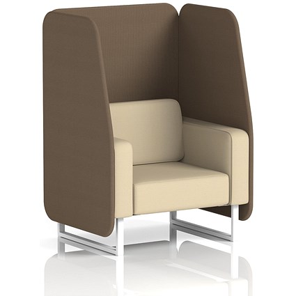 Brixworth 1 Seater Open Booth, White Legs, Sumi Fabric, Osaka Panels And Zen Sofa