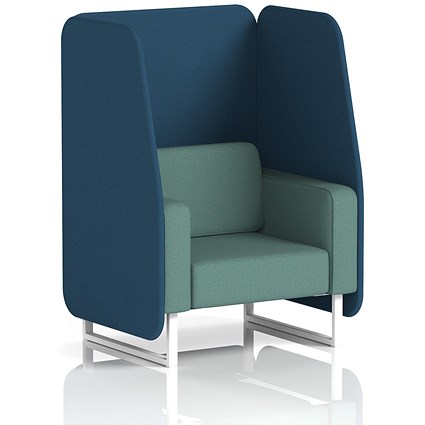 Brixworth 1 Seater Open Booth, White Legs, Sumi Fabric, Uto Panels And Handa Sofa