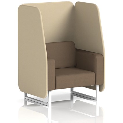 Brixworth 1 Seater Open Booth, White Legs, Sumi Fabric, Zen Panels And Osaka Sofa
