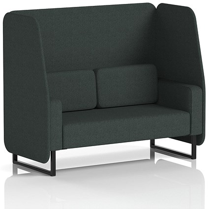 Brixworth 2 Seater Open Booth, Black Legs, Rivet Fabric, Charcoal Panels And Sofa