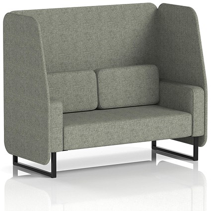 Brixworth 2 Seater Open Booth, Black Legs, Rivet Fabric, Vitreous Panels And Sofa