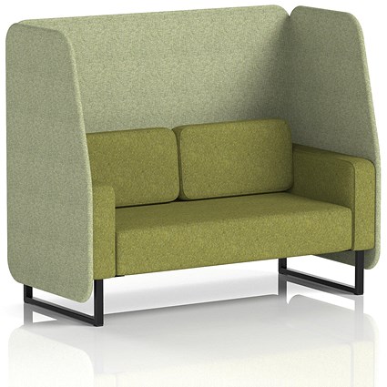 Brixworth 2 Seater Open Booth, Black Legs, Rivet Fabric, Burnish Panels And Olive Sofa